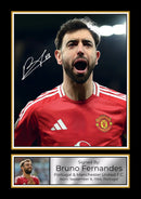 Bruno Fernandes Signed Autographed Portrait Poster Print – Portugal & Manchester United F.C. Football Star Wall Art – Soccer Memorabilia Gift for Fans & Collectors