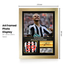 Bruno Guimarães Printed Signed Poster – Newcastle United & Brazil Midfielder Tribute Wall Art with Jersey & Bio Plaque – Premier League Football Memorabilia for Fans & Collectors