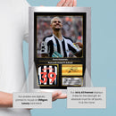 Bruno Guimarães Printed Signed Poster – Newcastle United & Brazil Midfielder Tribute Wall Art with Jersey & Bio Plaque – Premier League Football Memorabilia for Fans & Collectors