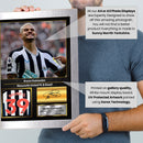 Bruno Guimarães Printed Signed Poster – Newcastle United & Brazil Midfielder Tribute Wall Art with Jersey & Bio Plaque – Premier League Football Memorabilia for Fans & Collectors