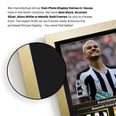 Bruno Guimarães Printed Signed Poster – Newcastle United & Brazil Midfielder Tribute Wall Art with Jersey & Bio Plaque – Premier League Football Memorabilia for Fans & Collectors