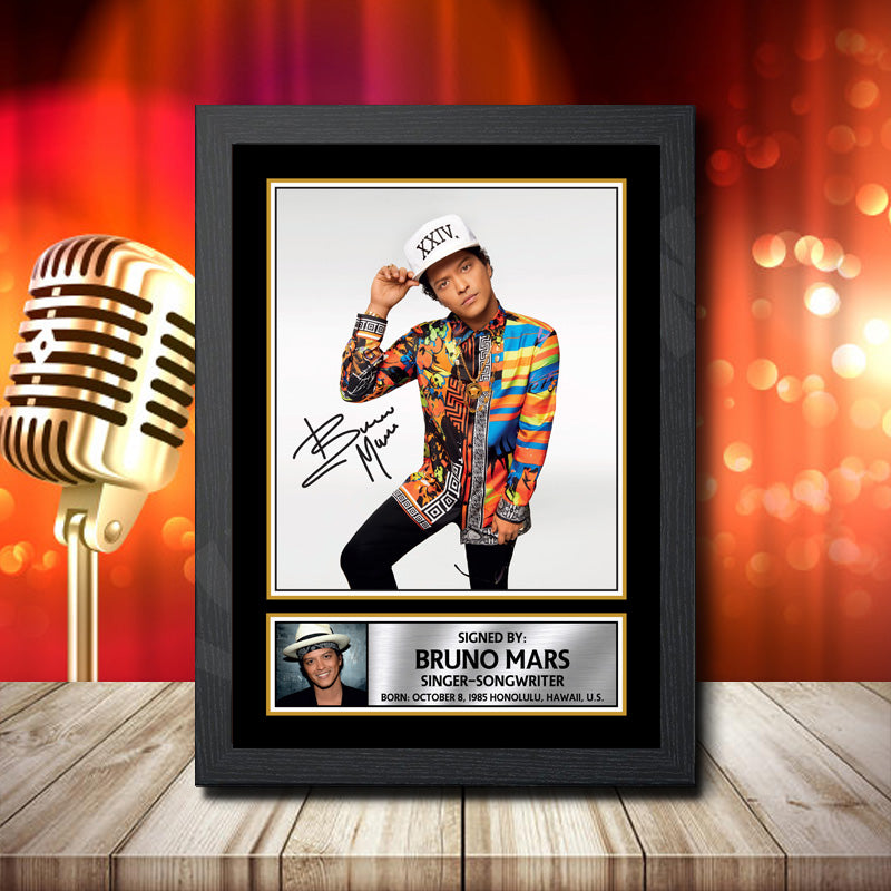Bruno Mars 2 – Printed Signature Music Star Print – Bruno Mars 2