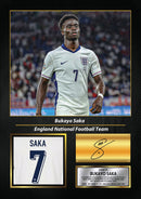 Bukayo Saka England Signed Poster Print – England National Football Team Wall Art – Bukayo Saka Signature Style Football Poster – Soccer Fan Gift Decor