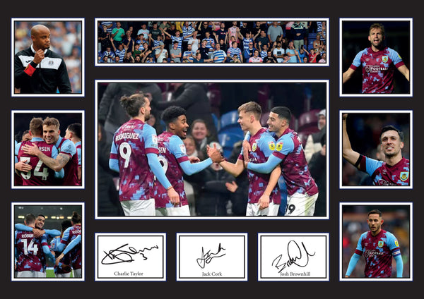 Burnley Premier League Football Team Framed Printed Signature Print – Fan Gift – Wall Art – Reproduction Print
