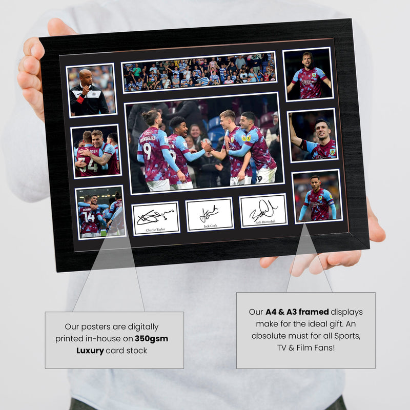 Burnley  Premier League Football Team Framed Autographed Print - Limited Edition Autograph Fan Gift – Collectible Memorabilia Merchandise