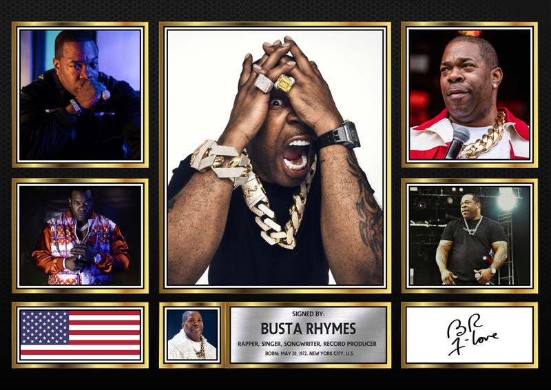 Rappers Busta Rhymes Framed Autographed Print - Limited Edition Autograph Fan Gift – Collectible Memorabilia Merchandise