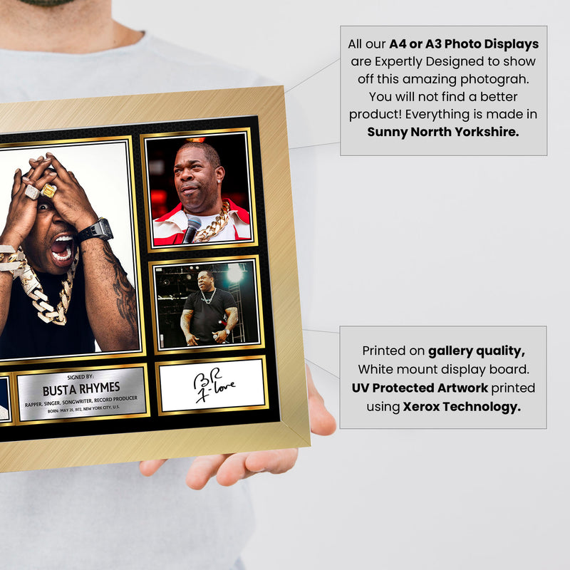 Rappers Busta Rhymes Framed Autographed Print - Limited Edition Autograph Fan Gift – Collectible Memorabilia Merchandise