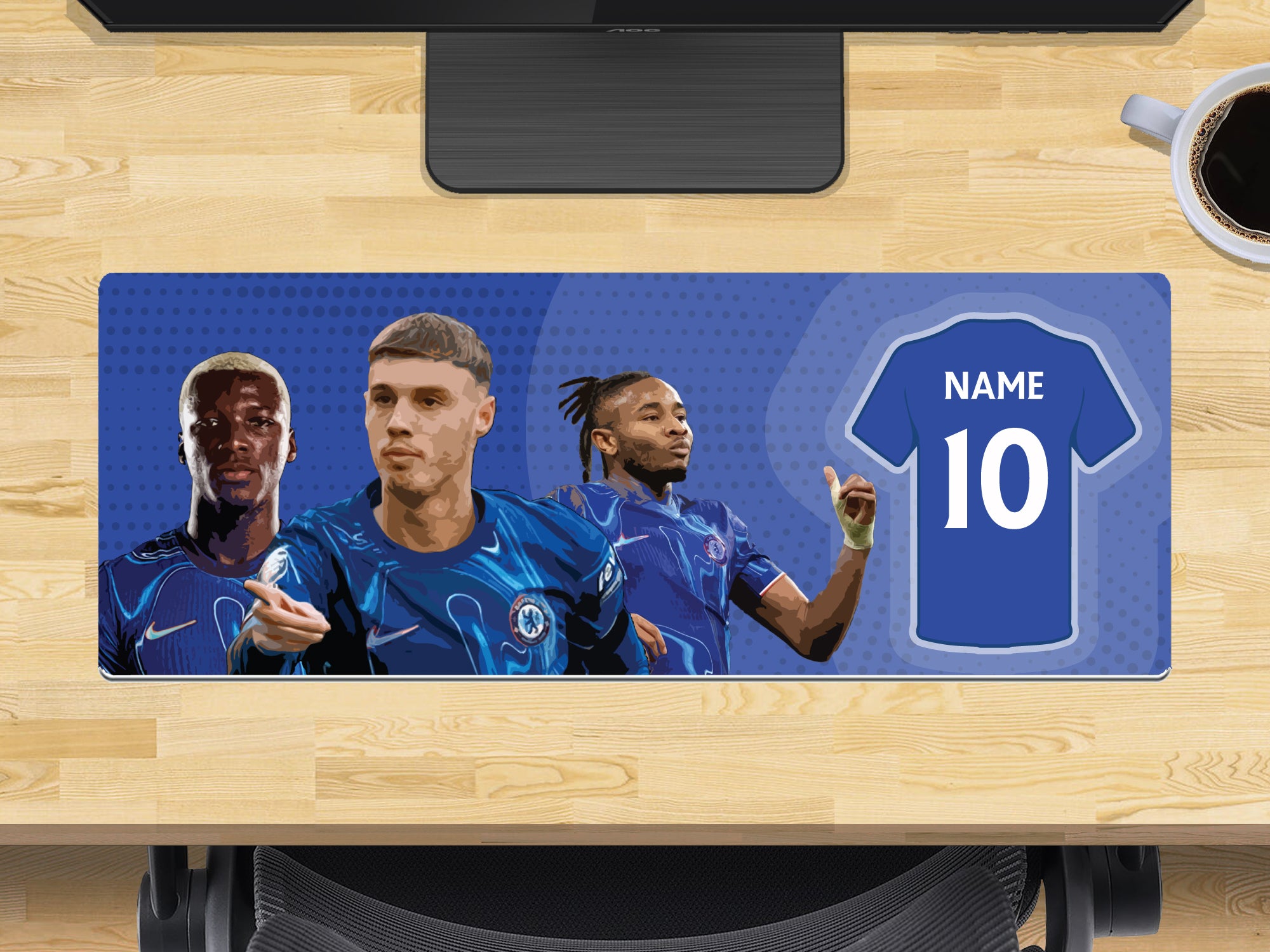 Personalised Chelsea Extra Large Mouse Mat (800mm x 300mm) - Caicedo,