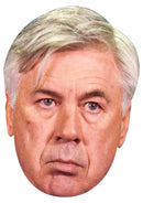 Carlo Ancelotti Face Mask – Football Manager Inspired Card Face Mask, Soccer Coach Party Accessory, Match Day Fan Prop, Sports Celebration Mask, Football Supporter Gift
