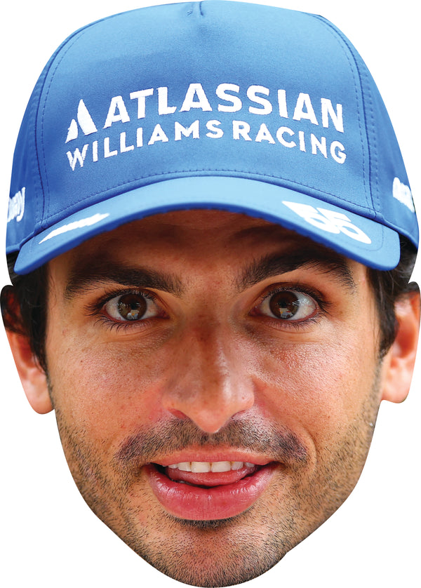 Carlos Sainz Cap 2 Facemask – F1 Motorsport Celebrity Card Face Mask – Celebrity Mask for Stag Do, Hen Night, Fancy Dress & Costume Parties