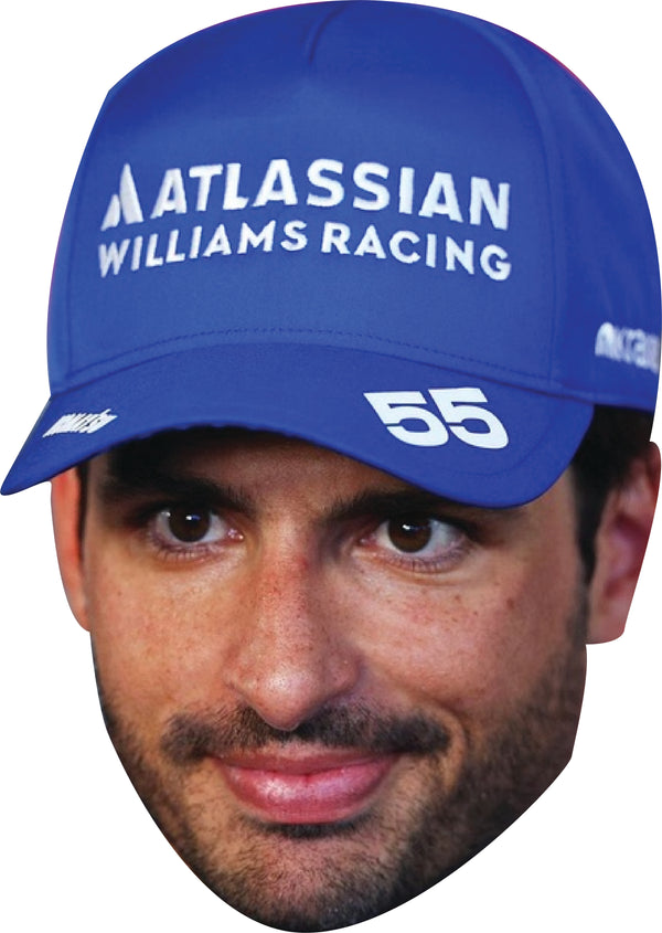 Carlos Sainz Cap Facemask – F1 Motorsport Celebrity Card Face Mask – Celebrity Mask for Stag Do, Hen Night, Fancy Dress & Costume Parties