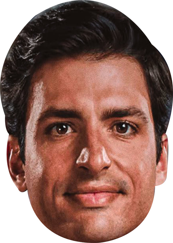 Carlos Sainz Facemask – F1 Motorsport Celebrity Card Face Mask – Celebrity Mask for Stag Do, Hen Night, Fancy Dress & Costume Parties