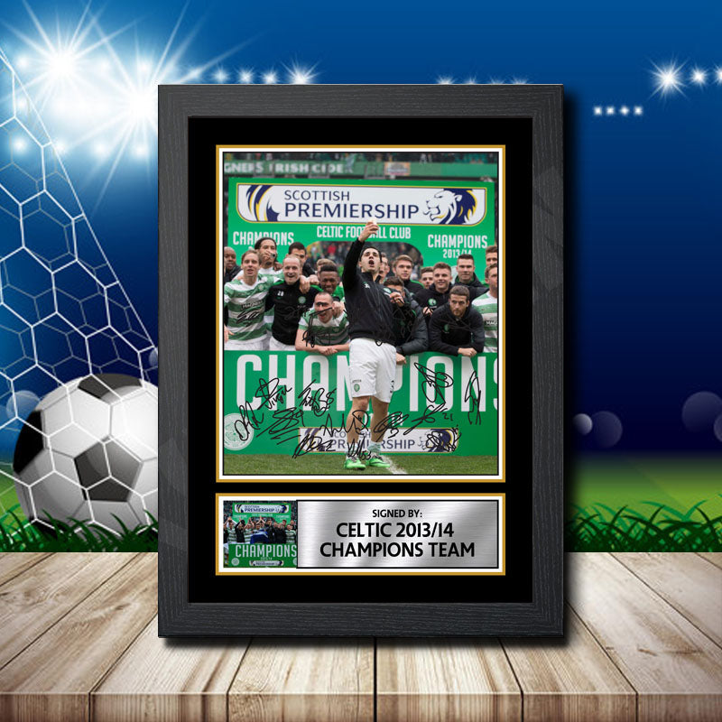 Celtic 2013 14 Champions Team Printed Signature Footballers Star Poster Print Framed Wall Art Gift – Celtic 2013 14 Champions Team Printed Signature Footballers Star Poster Print