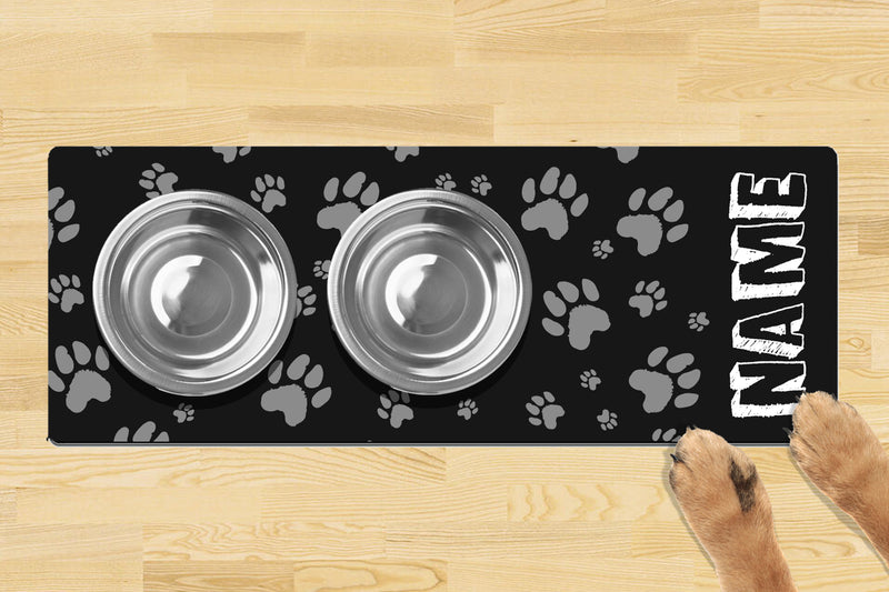 Personalised Dog Bowl Mat (880mm x 300mm)(2 Bowl Design) - Chalk Paw