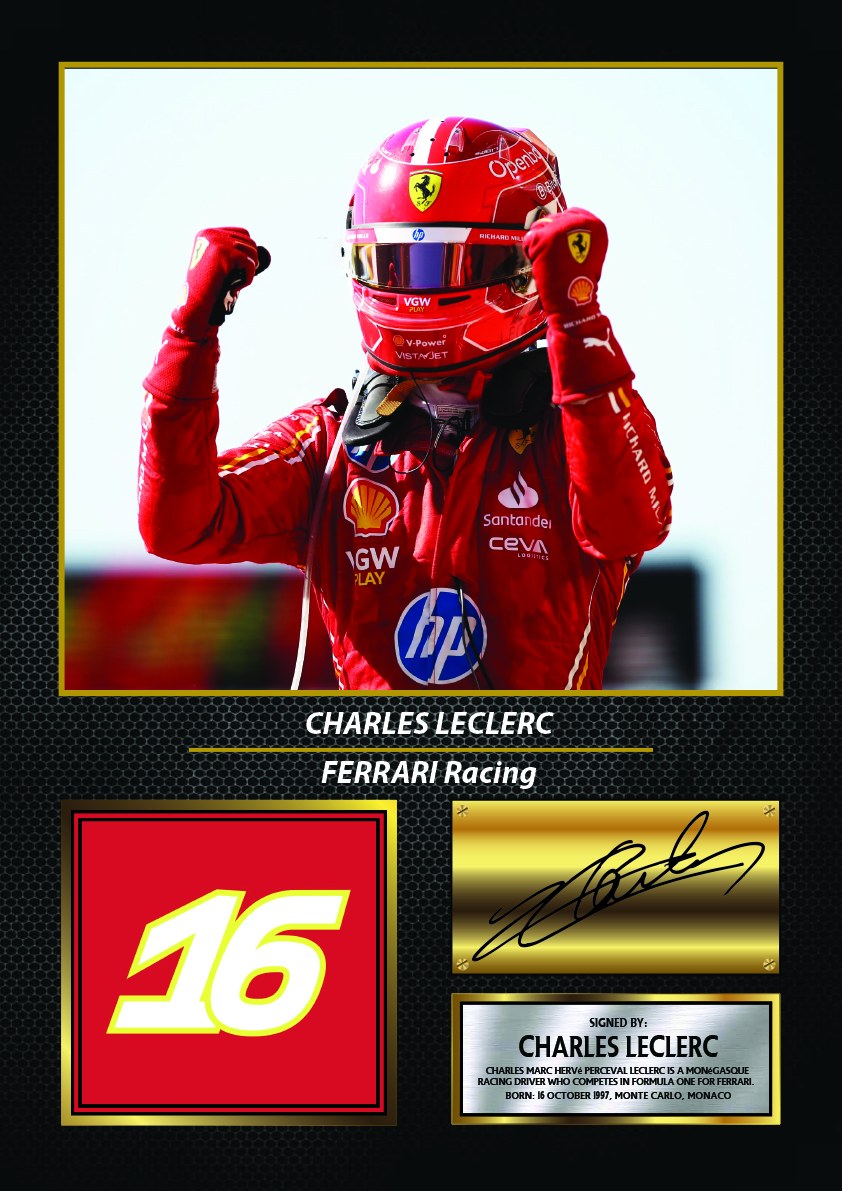 Charles Leclerc Racing Driver Printed Signature Print – charles Leclerc printed signature poster