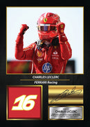 Charles Leclerc Signed Poster Print – Ferrari Formula One Wall Art – Printed Autograph F1 Motorsport Memorabilia – Racing Fan Gift & Sports Bedroom Decor