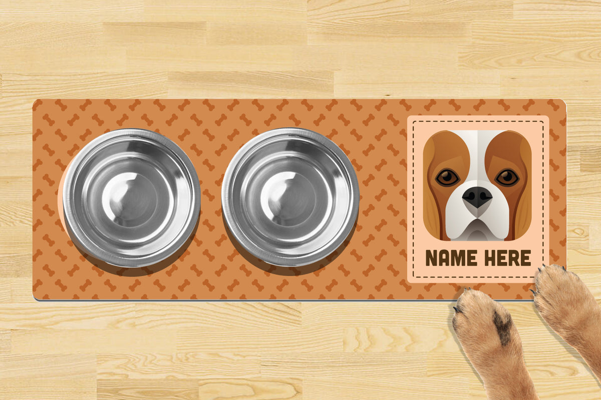 Personalised Dog Breed Dog Bowl Mat 880mm X 300mm2 Bowl Design - King Charles