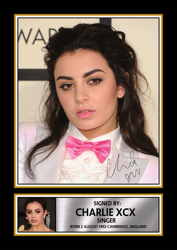 Charli XCX Portrait Printed Signature Poster Print – Pop Singer Wall Art – Style Celebrity Photo – Music Wall Art – Reproduction Print