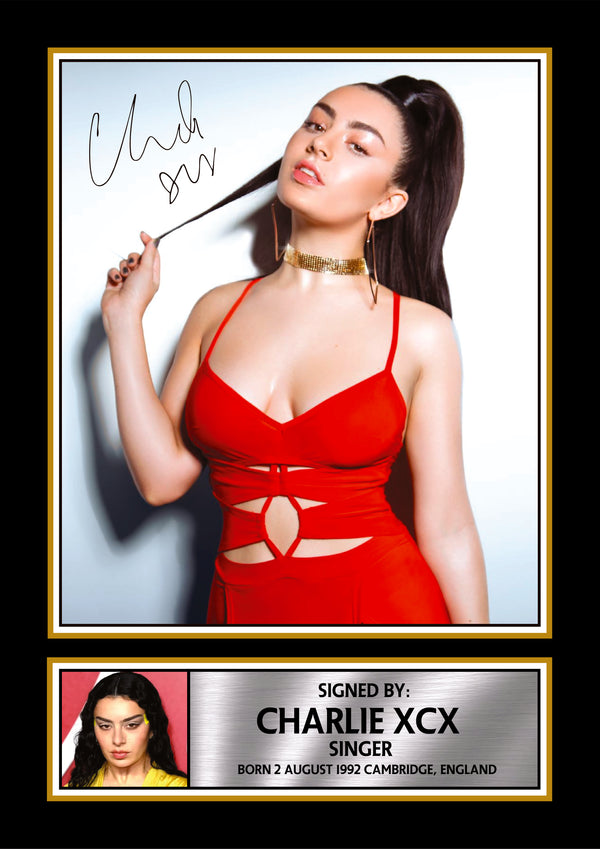 Charli XCX Portrait Printed Signature Poster Print – Glam Pop Singer Wall Art – Style Celebrity Photo – Music Wall Art – Reproduction Print