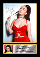 Charli XCX Portrait Printed Signed Poster Print – Glam Pop Singer Wall Art – Autograph Style Celebrity Photo – Music Memorabilia Collectible