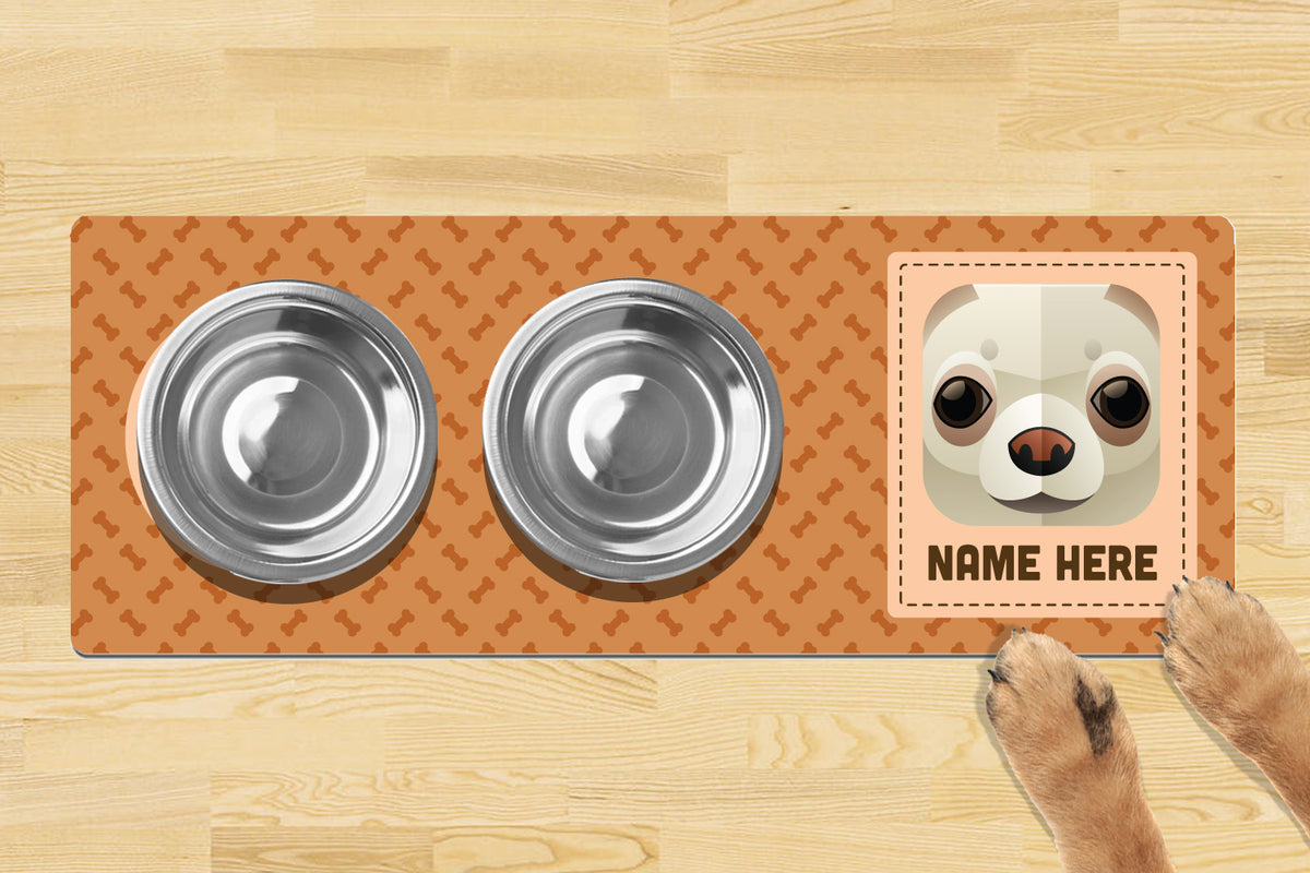 Personalised Dog Breed Dog Bowl Mat 880mm x 300mm2 Bowl Design - CHIHUAHUA