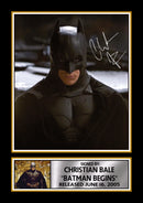 Christian Bale Batman Begins Printed Autograph Poster – Batman Movie Wall Art Print – DC Superhero Film Memorabilia Collectible for Fans
