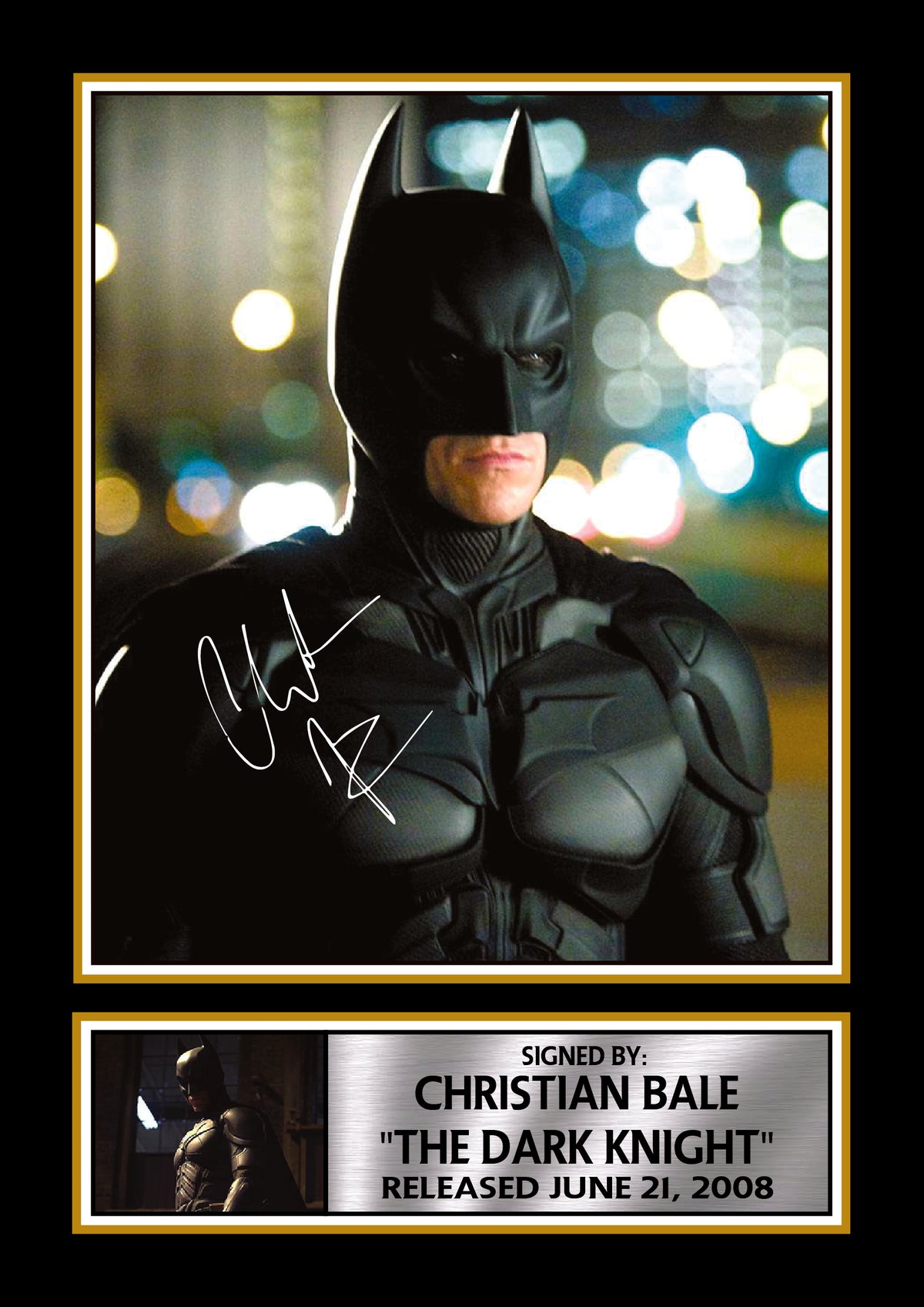 Christian Bale The Dark Knight Batman Printed Signature Poster – DC Superhero Movie Wall Art – Dark Knight Trilogy Film Wall Art Print – Christian Bale The Dark Knight Batman Printed Signature Poster