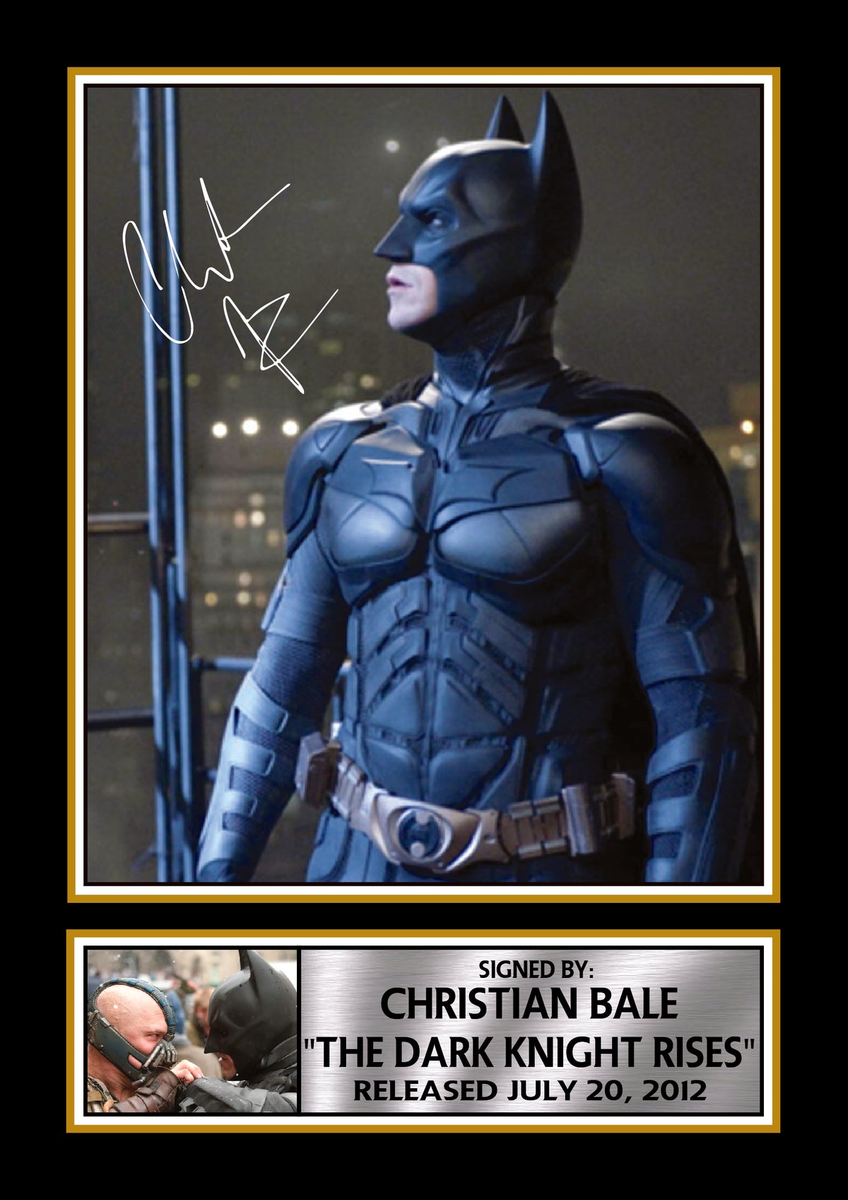 Christian Bale The Dark Knight Rises Batman Printed Signature Poster – DC Superhero Movie Wall Art – Dark Knight Trilogy Film Wall Art – Christian Bale The Dark Knight Rises Batman Printed Signature Poster