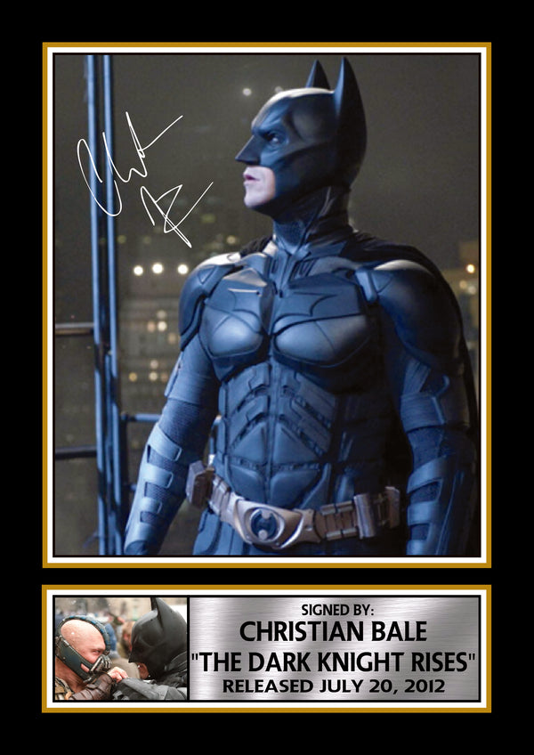 Christian Bale The Dark Knight Rises Batman Printed Signature Poster – DC Superhero Movie Wall Art – Dark Knight Trilogy Film Wall Art – Reproduction Print