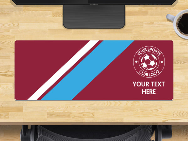Personalised Football Club Colours Extra Large Mouse Mat (800mm x 300mm) - Claret and Blue