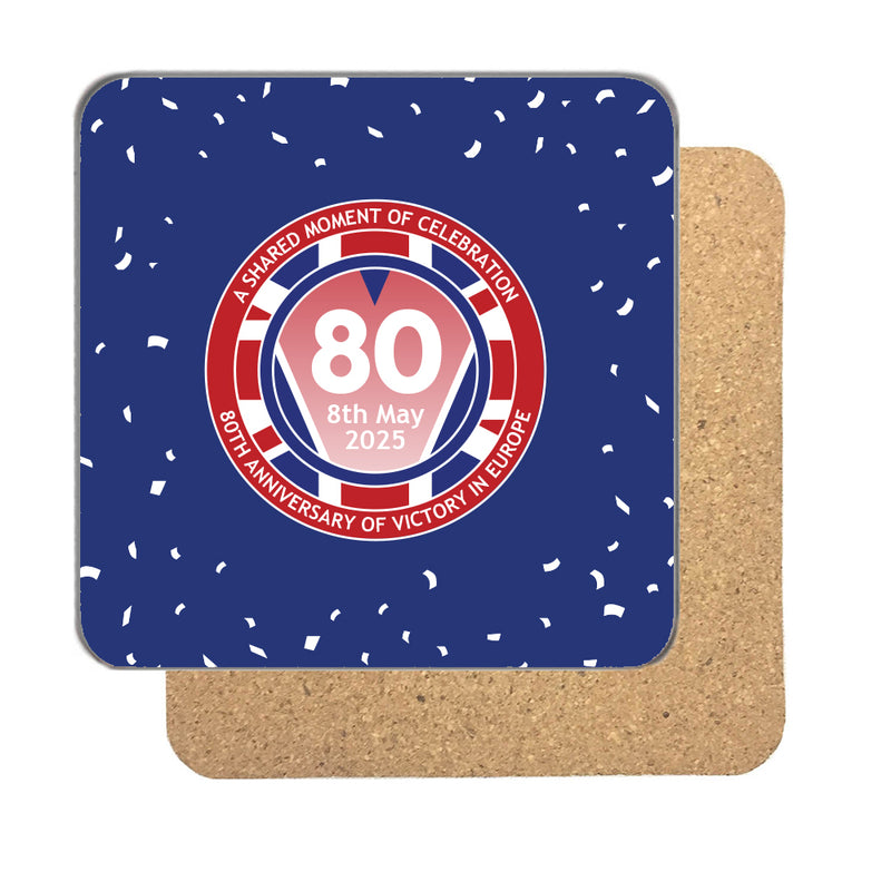 VE Day 80th Anniversary Drinks Coaster Design 1 (Navy) - Special Edition