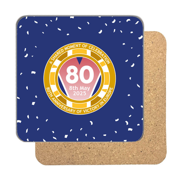 VE Day 80th Anniversary Drinks Coaster Design 2 (Navy) - Special Edition