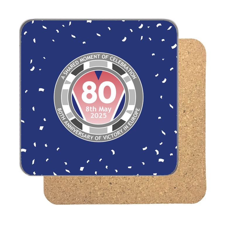 VE Day 80th Anniversary Drinks Coaster Design 3 (Navy) - Special Edition