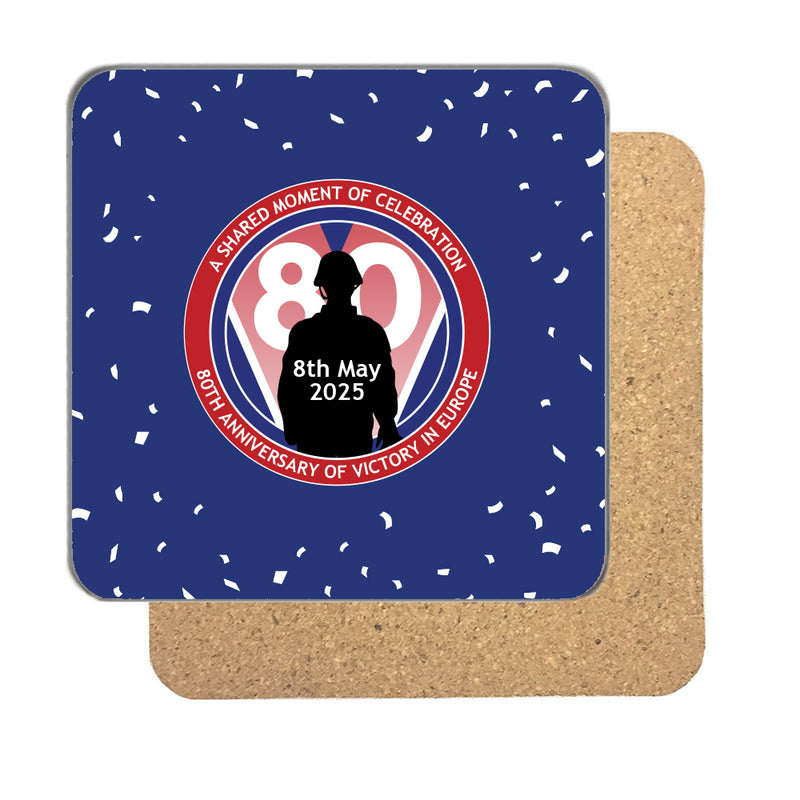 VE Day 80th Anniversary Drinks Coaster Design 4 (Navy) - Special Edition