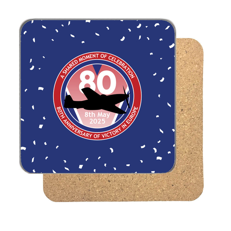 VE Day 80th Anniversary Drinks Coaster Design 5 (Navy) - Special Edition