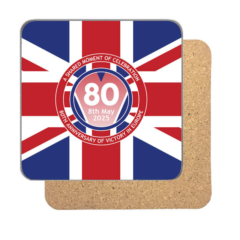 VE Day 80th Anniversary Drinks Coaster Design 1 (Union Jack) - Special Edition