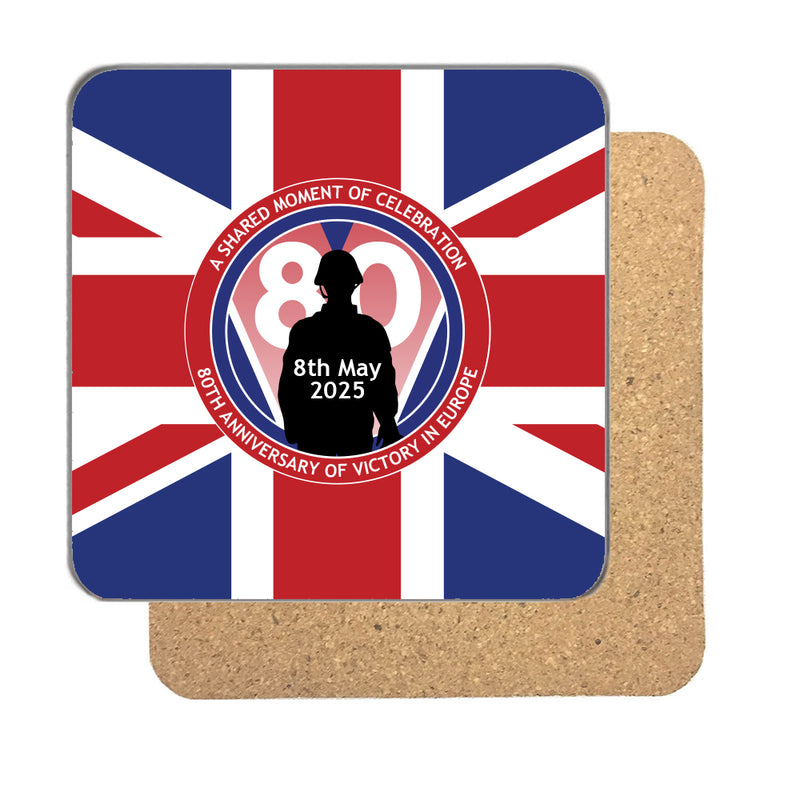 VE Day 80th Anniversary Drinks Coaster Design 4 (Union Jack) - Special Edition