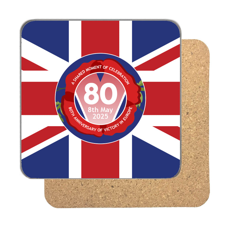 VE Day 80th Anniversary Drinks Coaster Design 6 (Union Jack) - Special Edition