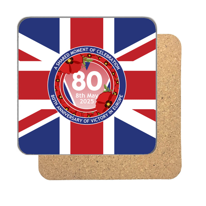 VE Day 80th Anniversary Drinks Coaster Design 7 (Union Jack) - Special Edition