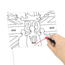 VE Day 80th Anniversary COLOUR IT YOURSELF Handwaving Flags (Pack of 5) - Special Edition