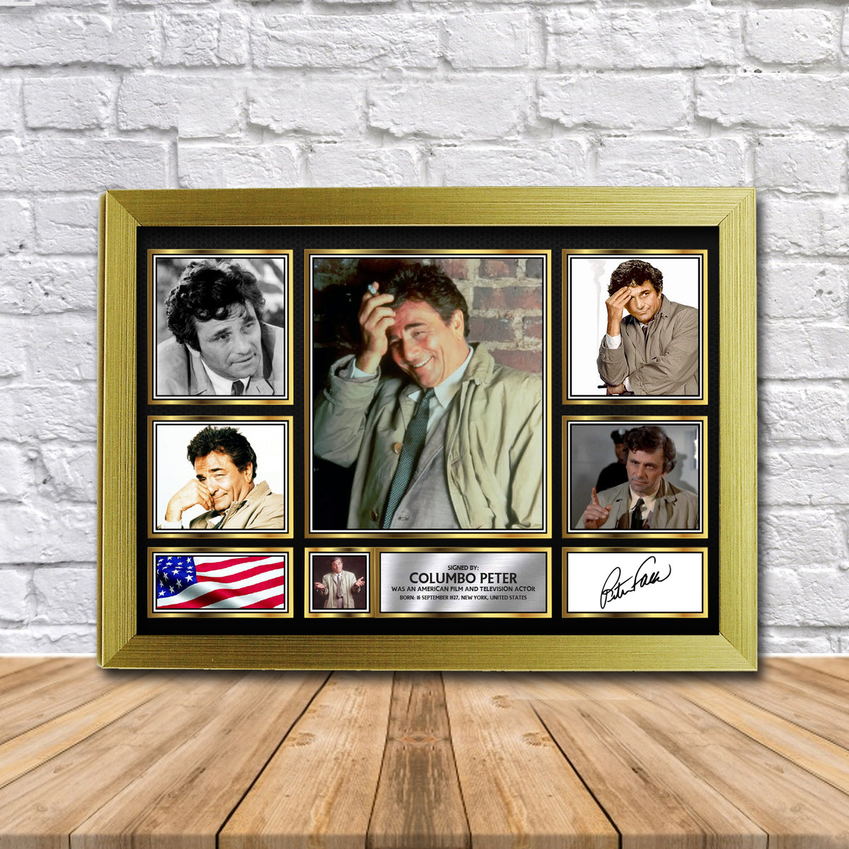 Columbo Peter Gift Framed Printed Signature Star Poster Print Wall Art Gift