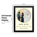 Personalised Valentines Coordinates Fist Met Print Poster Design 1 - Wedding Anniversary, Valentines Gift