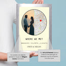 Personalised Valentines Coordinates Fist Met Print Poster Design 1 - Wedding Anniversary, Valentines Gift
