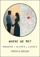 Personalised Valentines Coordinates Fist Met Print Poster Design 1 - Wedding Anniversary, Valentines Gift