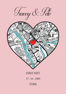 Personalised Valentines Coordinates Fist Met Print Poster Design 2 - Wedding Anniversary, Valentines Gift