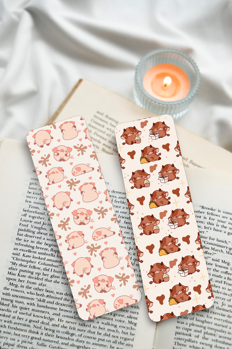Cows & Pigs Bookmark Set – Cute Farm Animal Bookmarks for Kids & Adults – Farm Theme Stationery Gift