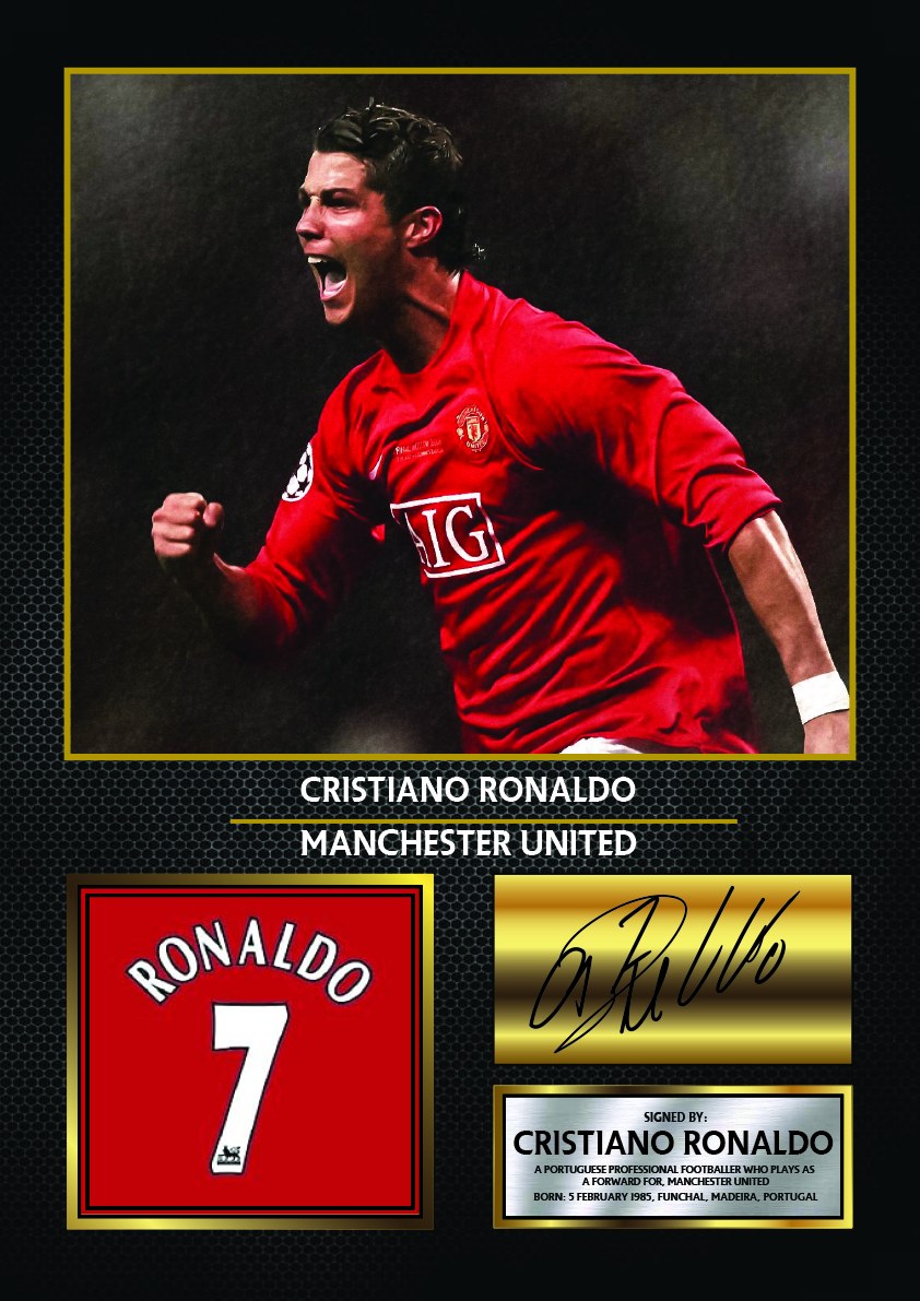 Cristiano Ronaldo Manchester United Footballer Printed Signature Print – cristiano Ronaldo printed signature poster
