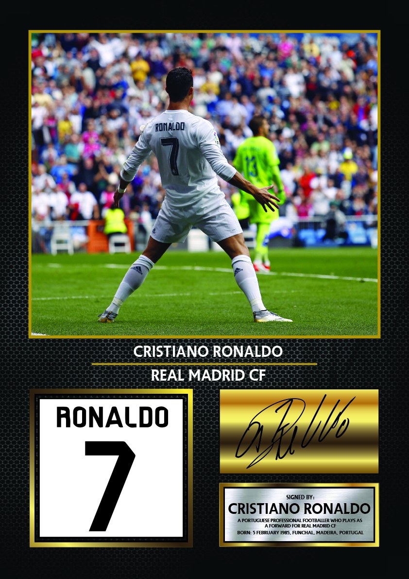 Cristiano Ronaldo Real Madrid Footballer Printed Signature Print – cristiano Ronaldo printed signature poster