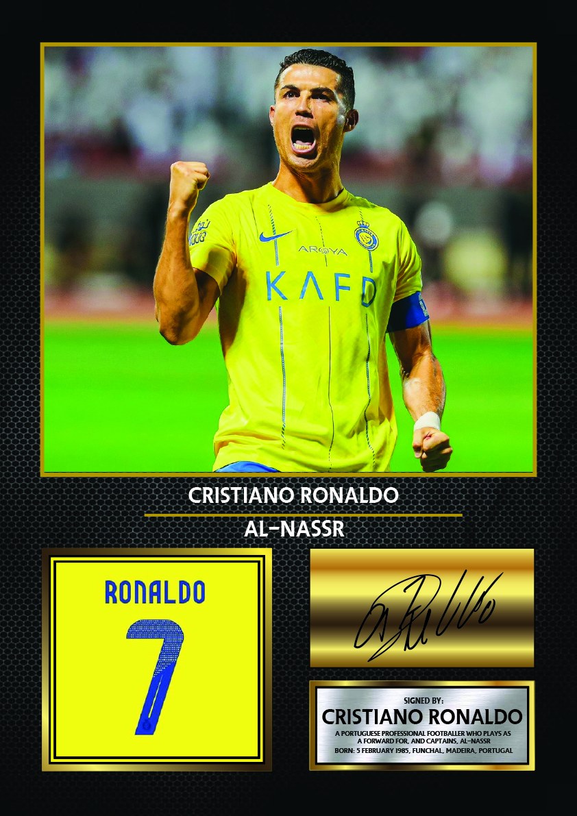Cristiano Ronaldo Al-Nassr Footballer Printed Signature Print – cristiano Ronaldo printed signature poster