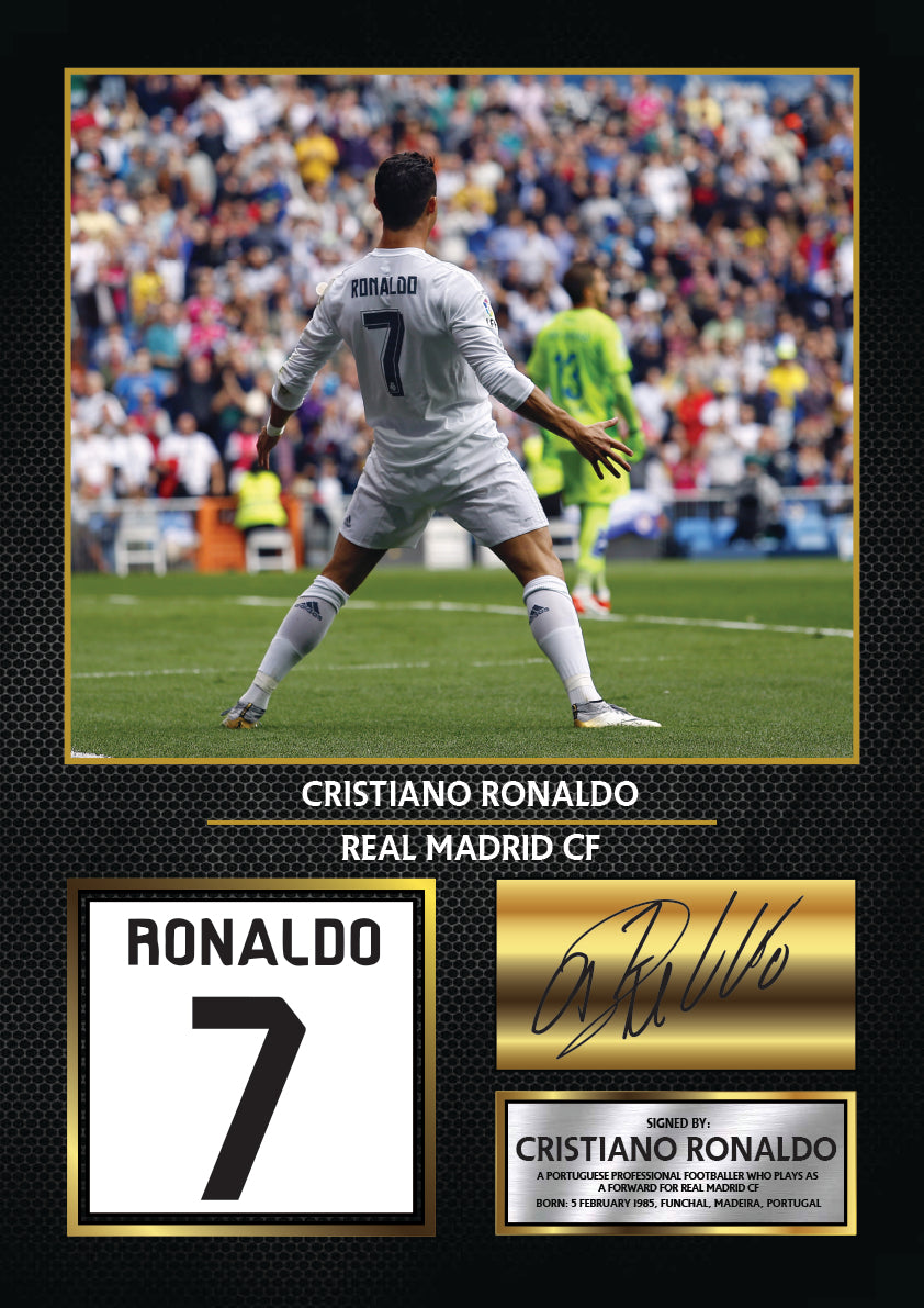 Cristiano Ronaldo Real Madrid Printed Signature Poster Print – Football Wall Art – Printed Soccer Wall Art – Cristiano Ronaldo Real Madrid Printed Signature Poster Print